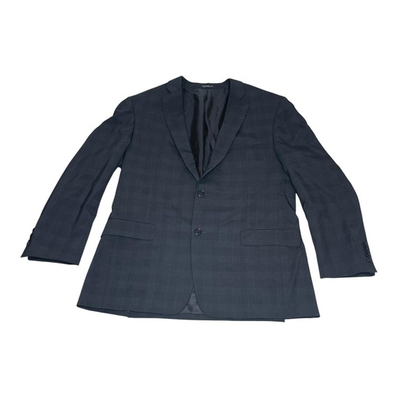 John Varvatos USA Blazer Mens 42R Charcoal‎ Wool Bedford Plaid Two Button